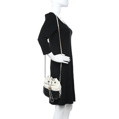 Chanel Aged Calfskin Quilted Small Gabrielle Bucket White Black 2 of 12