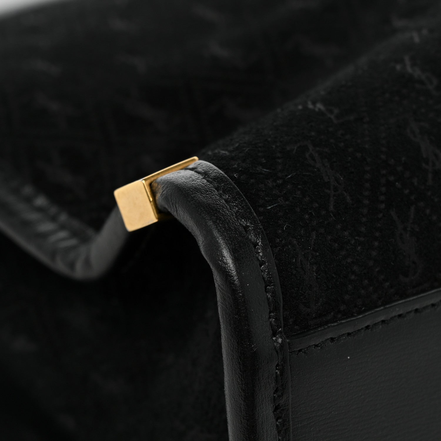 Saint Laurent Suede All-Over Monogram Convertible Tote Black 14 of 15