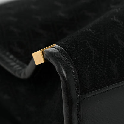 Saint Laurent Suede All-Over Monogram Convertible Tote Black 14 of 15