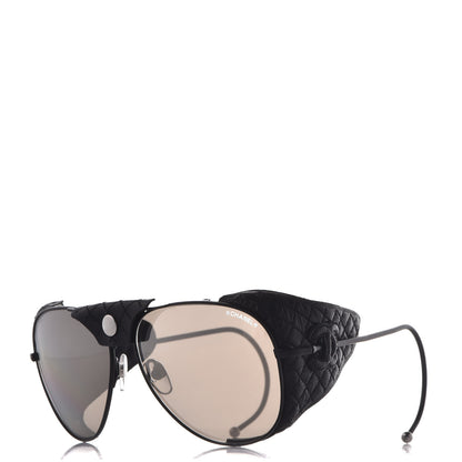 Chanel Titanium Lambskin CC Pilot Sunglasses 71265 Black 1 of 12