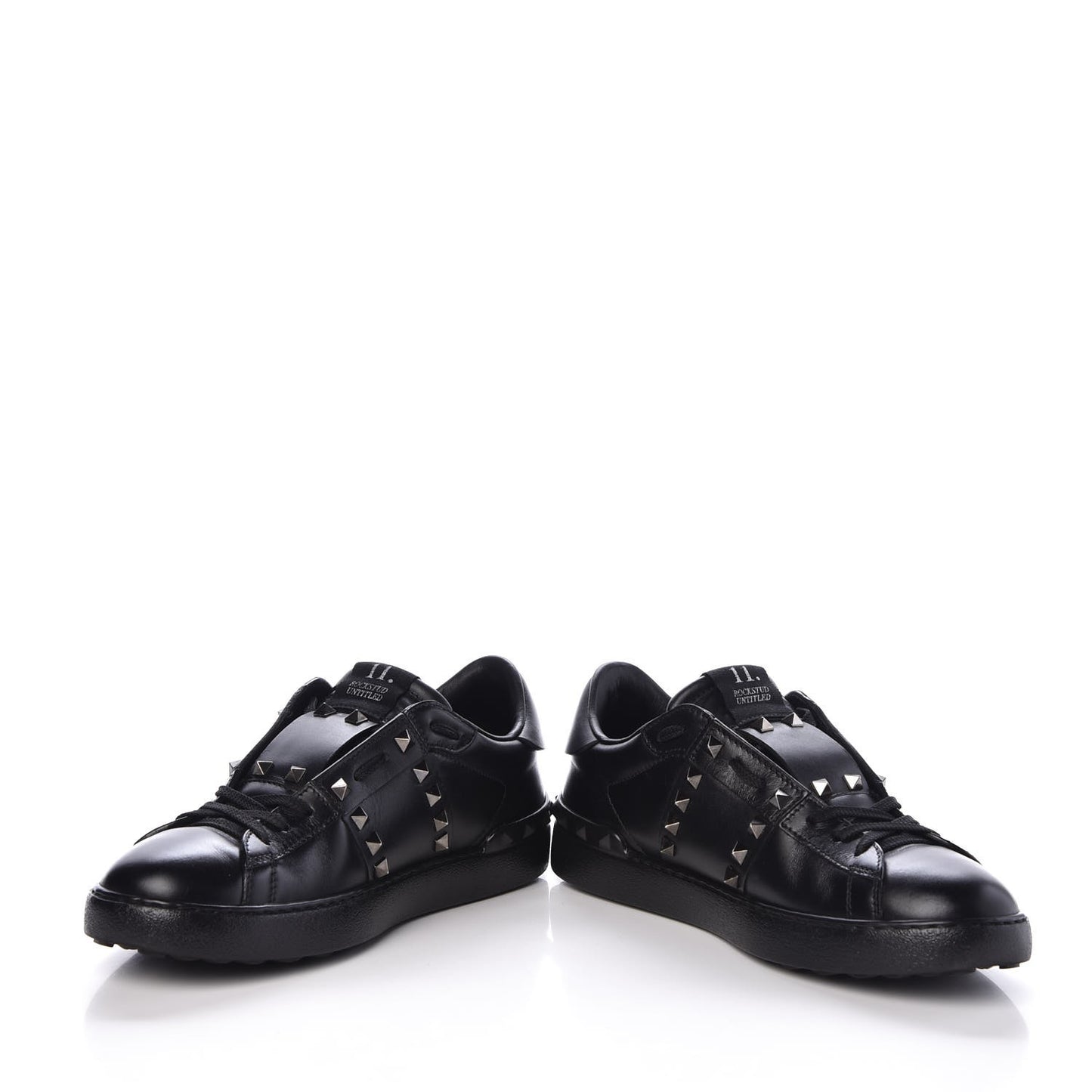 Calfskin Mens Rockstud Untitled Open Sneakers 39 Black