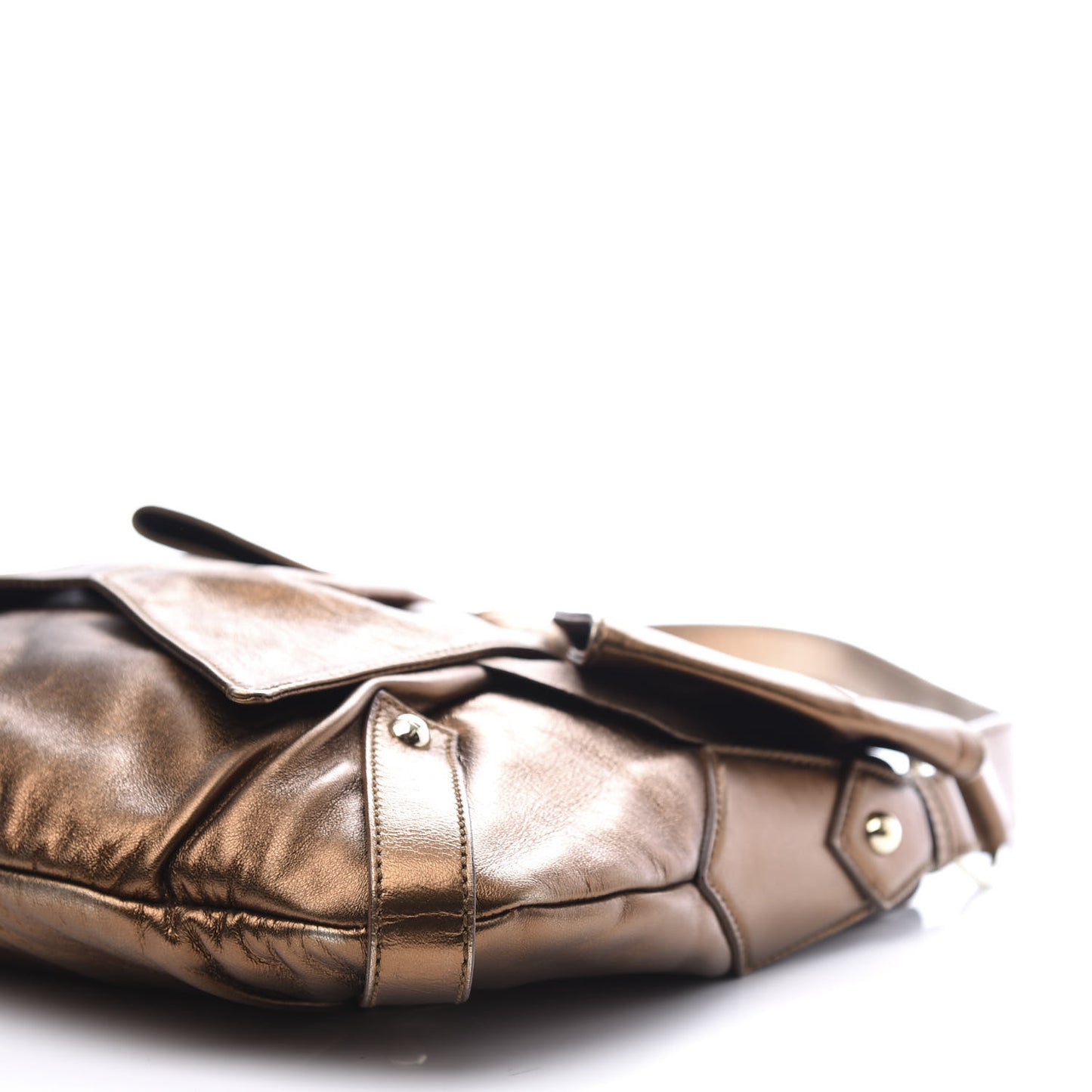 Metallic Chevre Bow Handbag Bronze