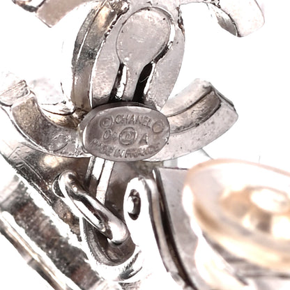 Chanel Crystal Heart CC Drop Clip On Earrings Silver 4 of 4
