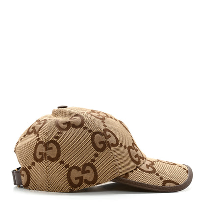 Gucci Monogram Jumbo GG Baseball Hat S 56 Camel Ebony 5 of 13