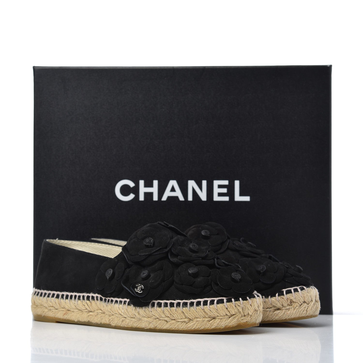 Chanel Suede Camellia CC Espadrilles 37 Black 26 of 26