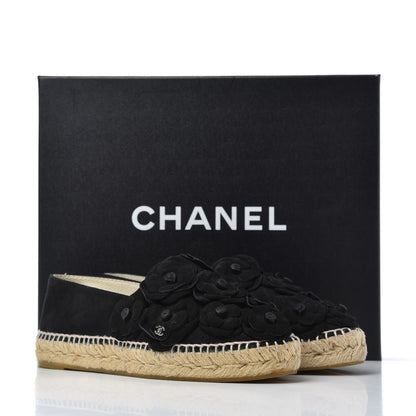 Chanel Suede Camellia CC Espadrilles 37 Black 26 of 26