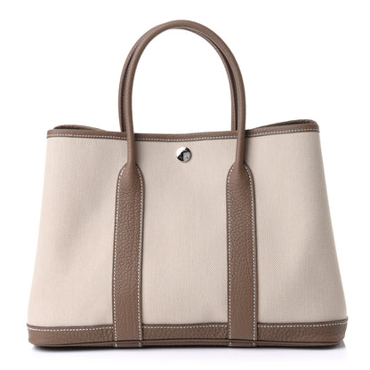 Hermes Twill D Negonda Garden Party 30 TPM Tote Beton Etoupe 1 of 10