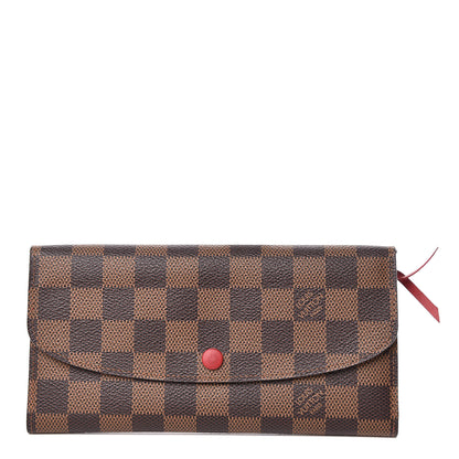 Louis Vuitton Damier Ebene Emilie Wallet Red 1 of 8