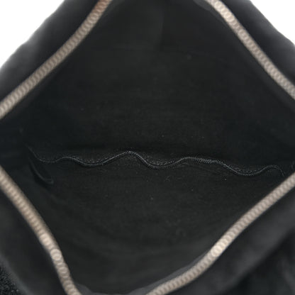 Prada Shearling Monotone Logo Tote Black White 7 of 12