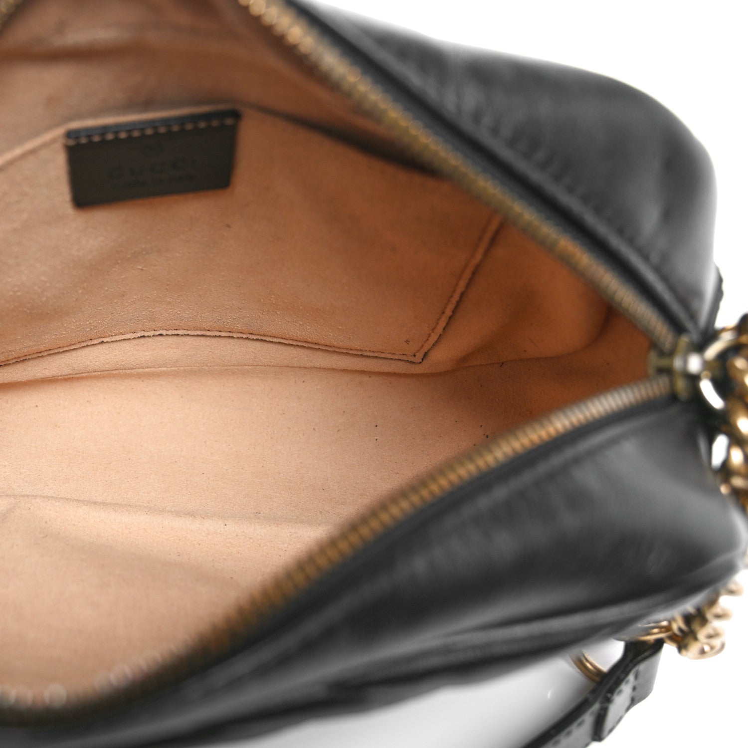 Gucci Calfskin Matelasse Small GG Marmont Chain Shoulder Bag Black 5 of 10