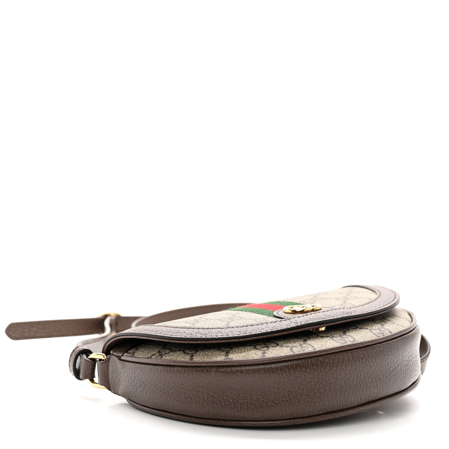 Gucci GG Supreme Monogram Textured Dollar Calfskin Web Mini Ophidia Flap Shoulder Bag Beige Ebony New Acero 4 of 11