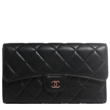 Chanel Lambskin Quilted Large Flap Wallet Black 1 of 8