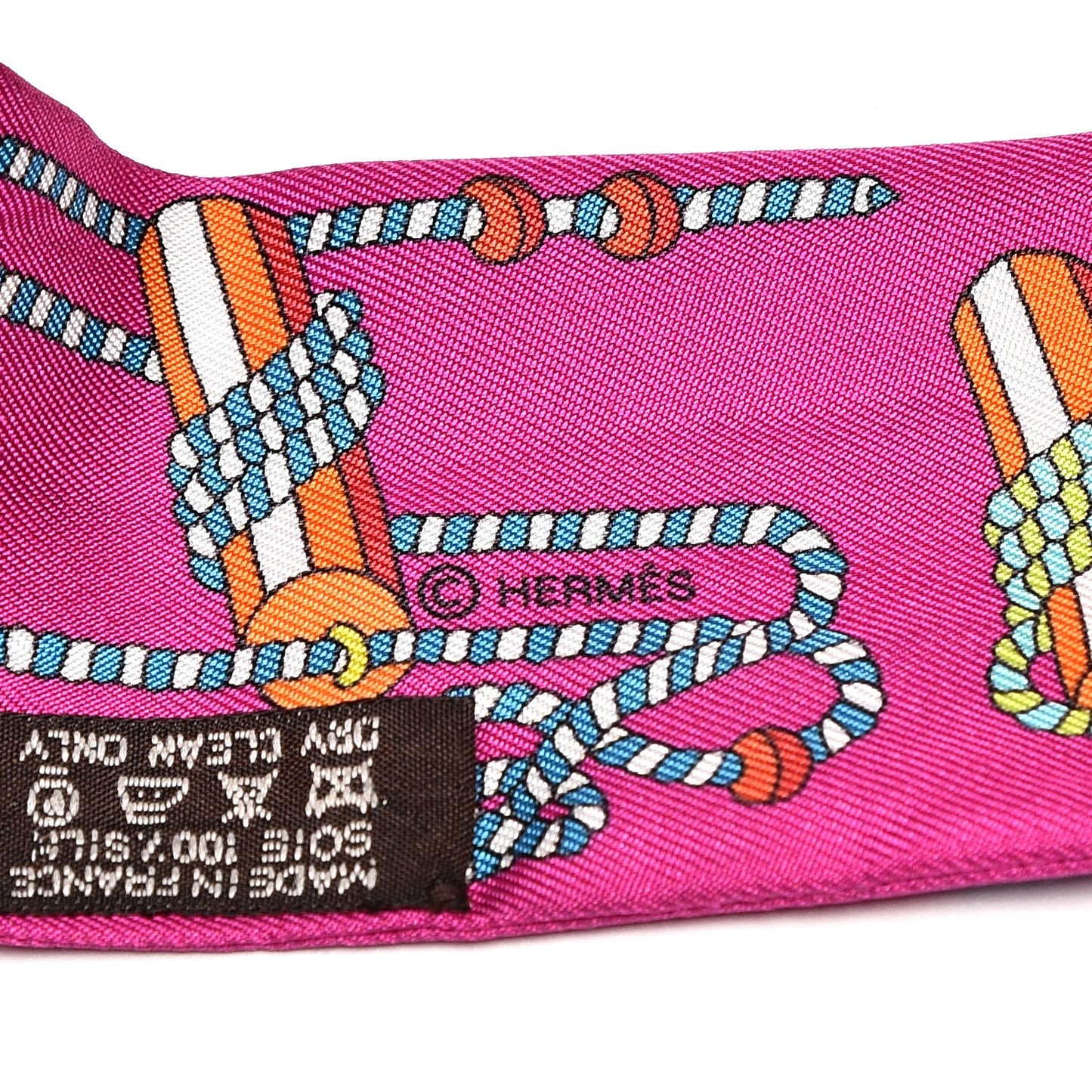 Silk Cordages Twilly Scarf Fuchsia Vert Orange