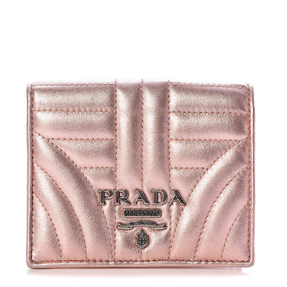 Prada Metallic Nappa Impunture Diagramme Wallet Rosa Mordore 1 of 12