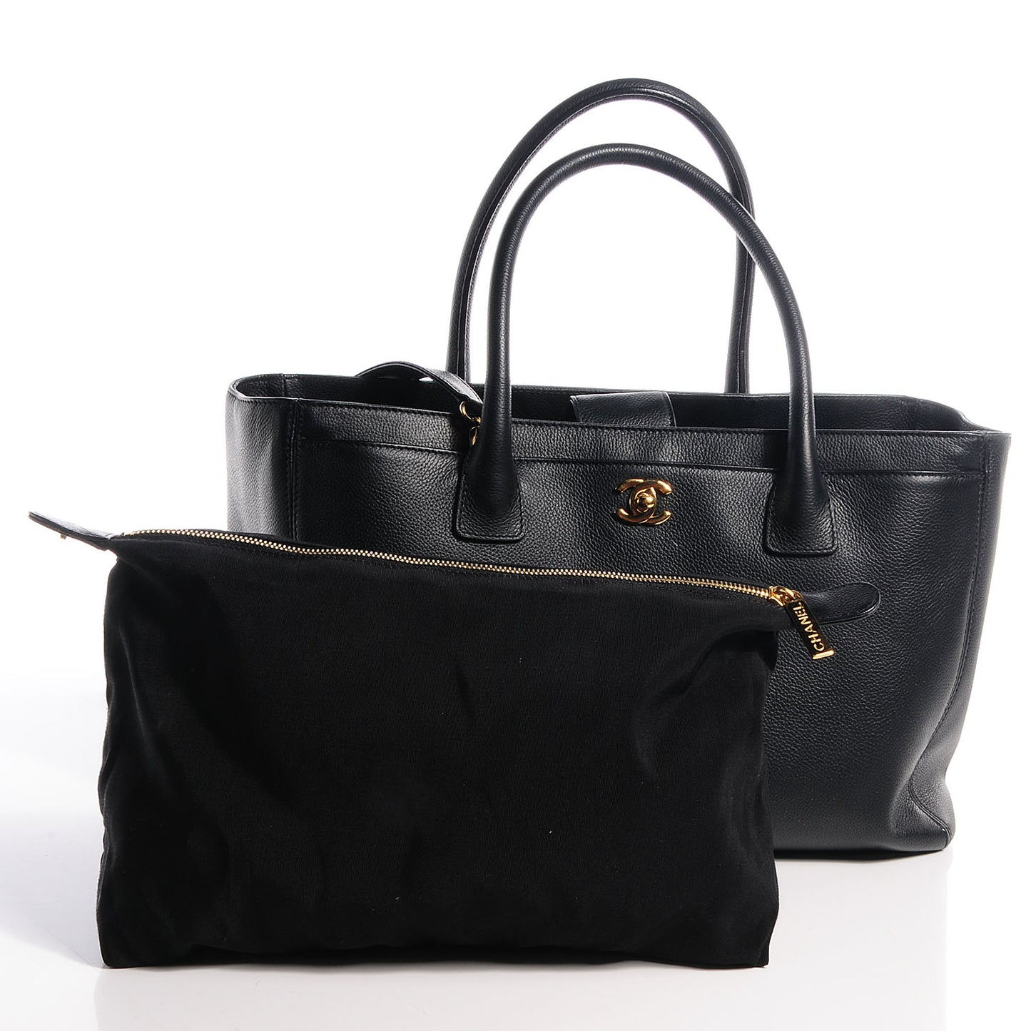 Calfskin Cerf Shopper Tote Black