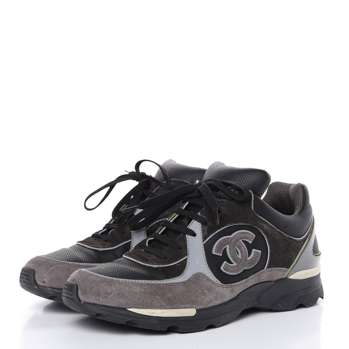 Suede Calfskin CC Sneakers 39 Black Grey