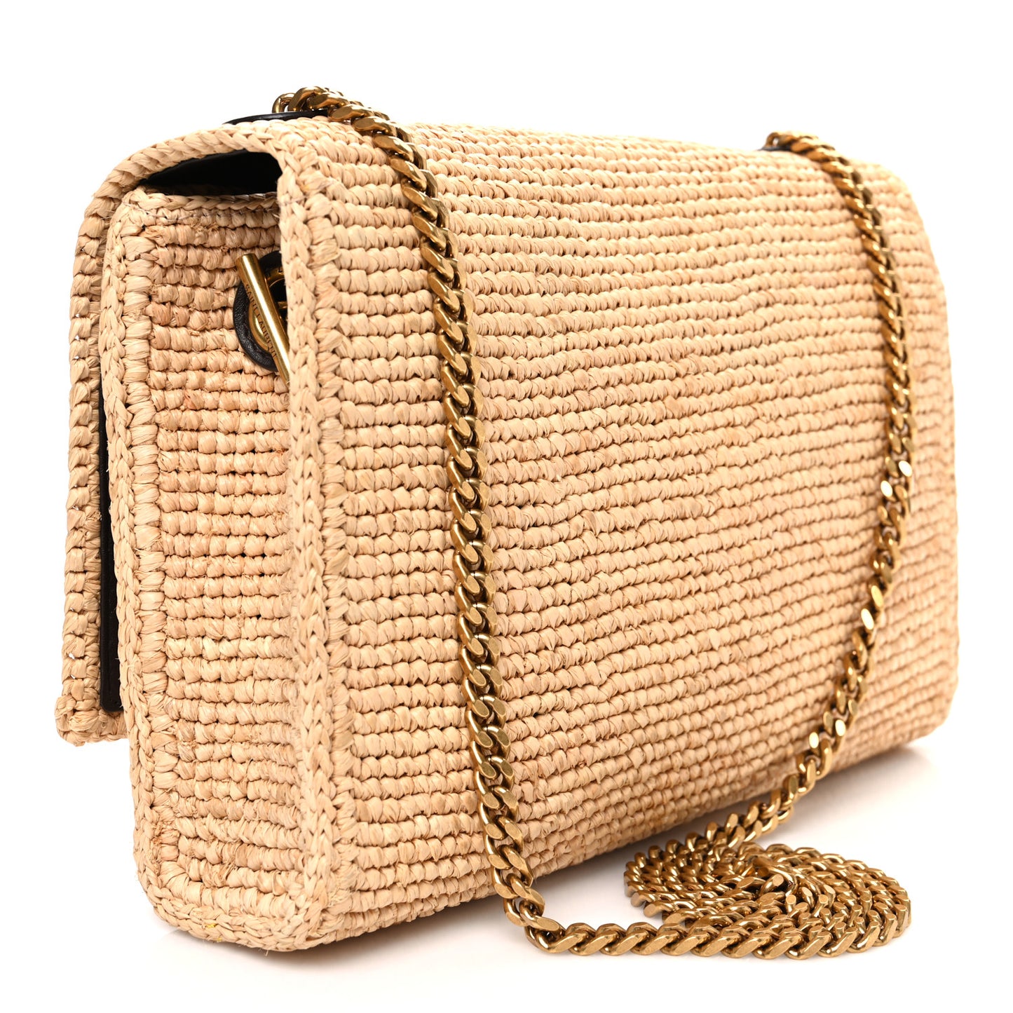 Raffia Medium Monogram Kate Satchel Natural
