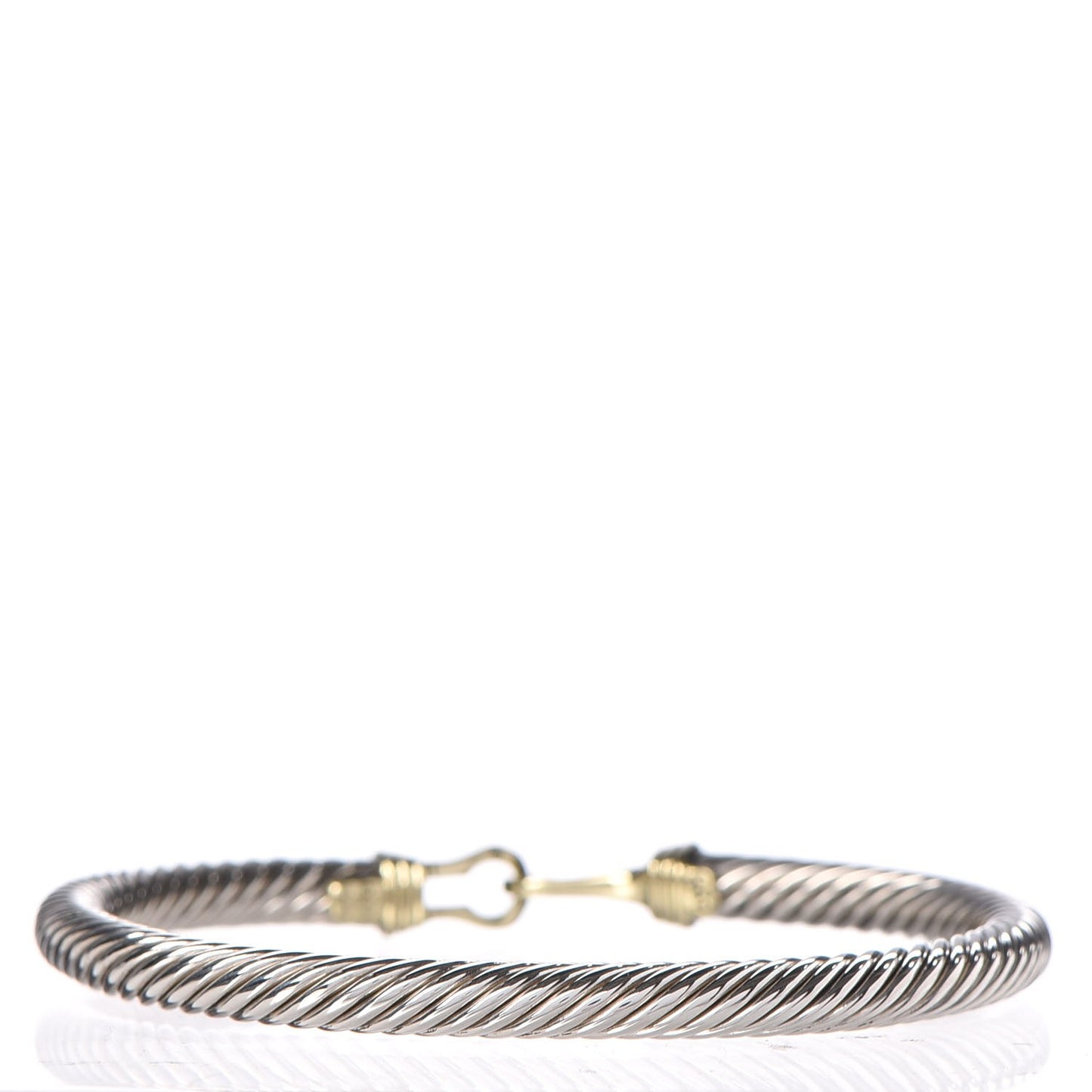 Sterling Silver 14K Yellow Gold 5mm Cable Classic Buckle Bracelet