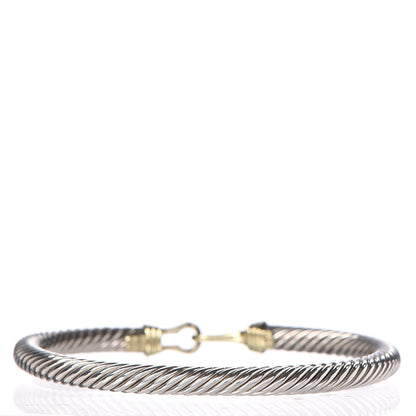 David Yurman Sterling Silver 14K Yellow Gold 5mm Cable Classic Buckle Bracelet 3 of 5