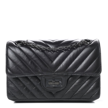 Chanel Aged Calfskin Chevron Quilted 2.55 Reissue Mini Flap So Black 1 of 12