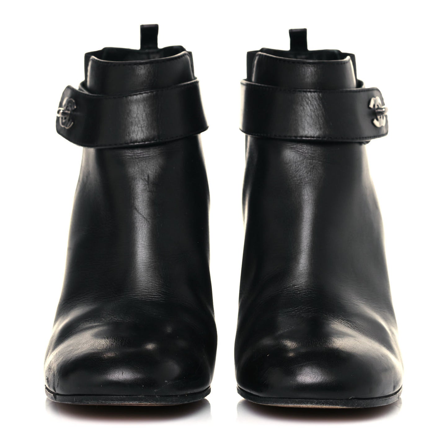 Calfskin CC Turnlock Ankle Boots 40.5 Black