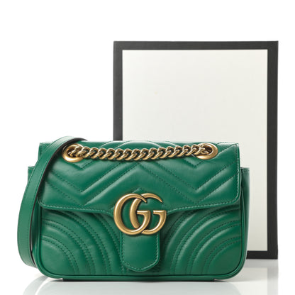 Gucci Calfskin Matelasse Mini GG Marmont Shoulder Bag Emerald Green 11 of 11