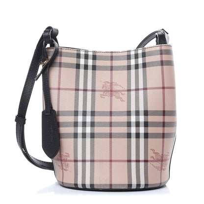 Burberry Haymarket Check Colours Small Lorne Bucket Crossbody Black 1 of 11