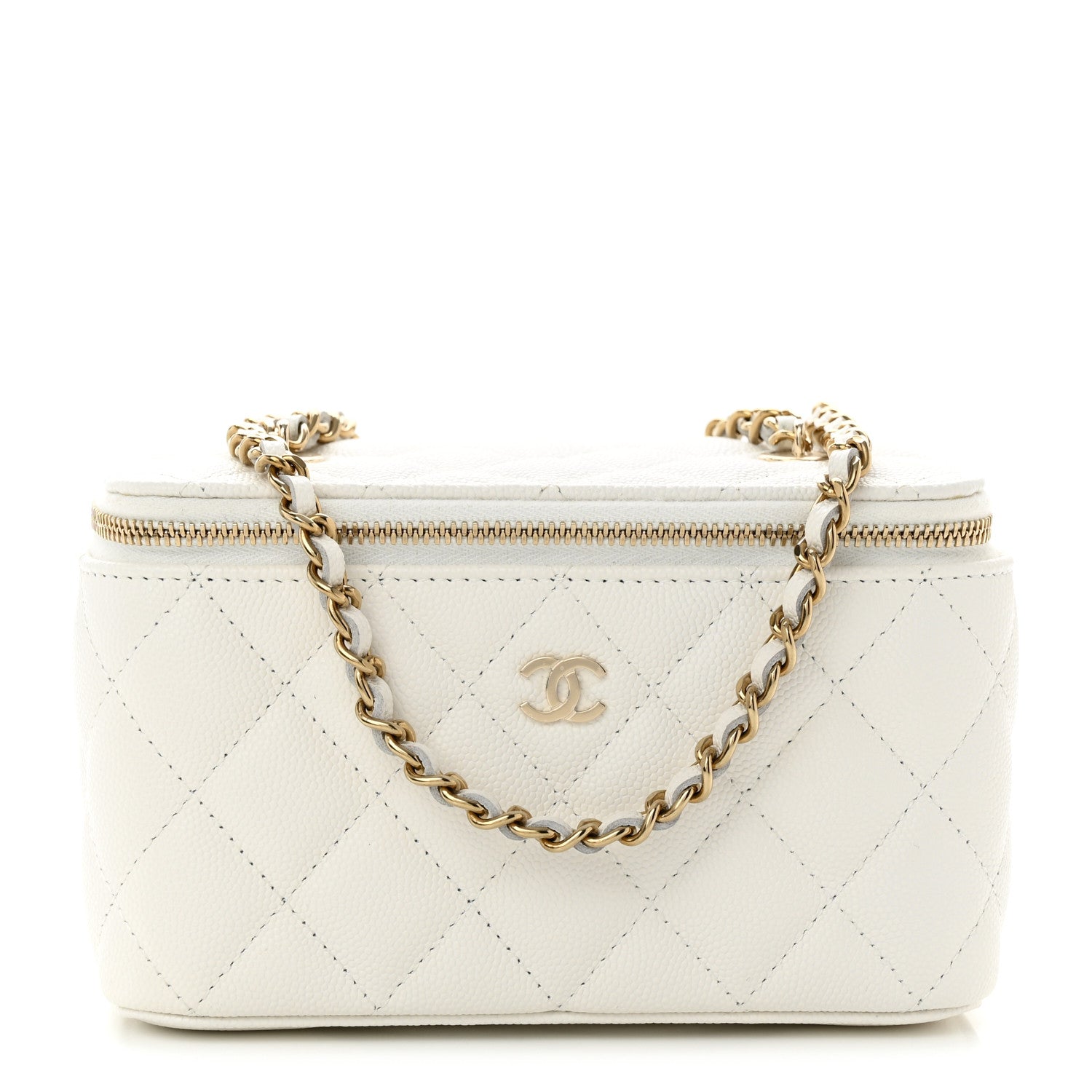 Chanel Caviar Quilted Small Vanity Case With Chain White 1 of 12
