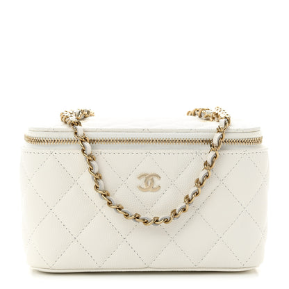 Chanel Caviar Quilted Small Vanity Case With Chain White 1 of 12
