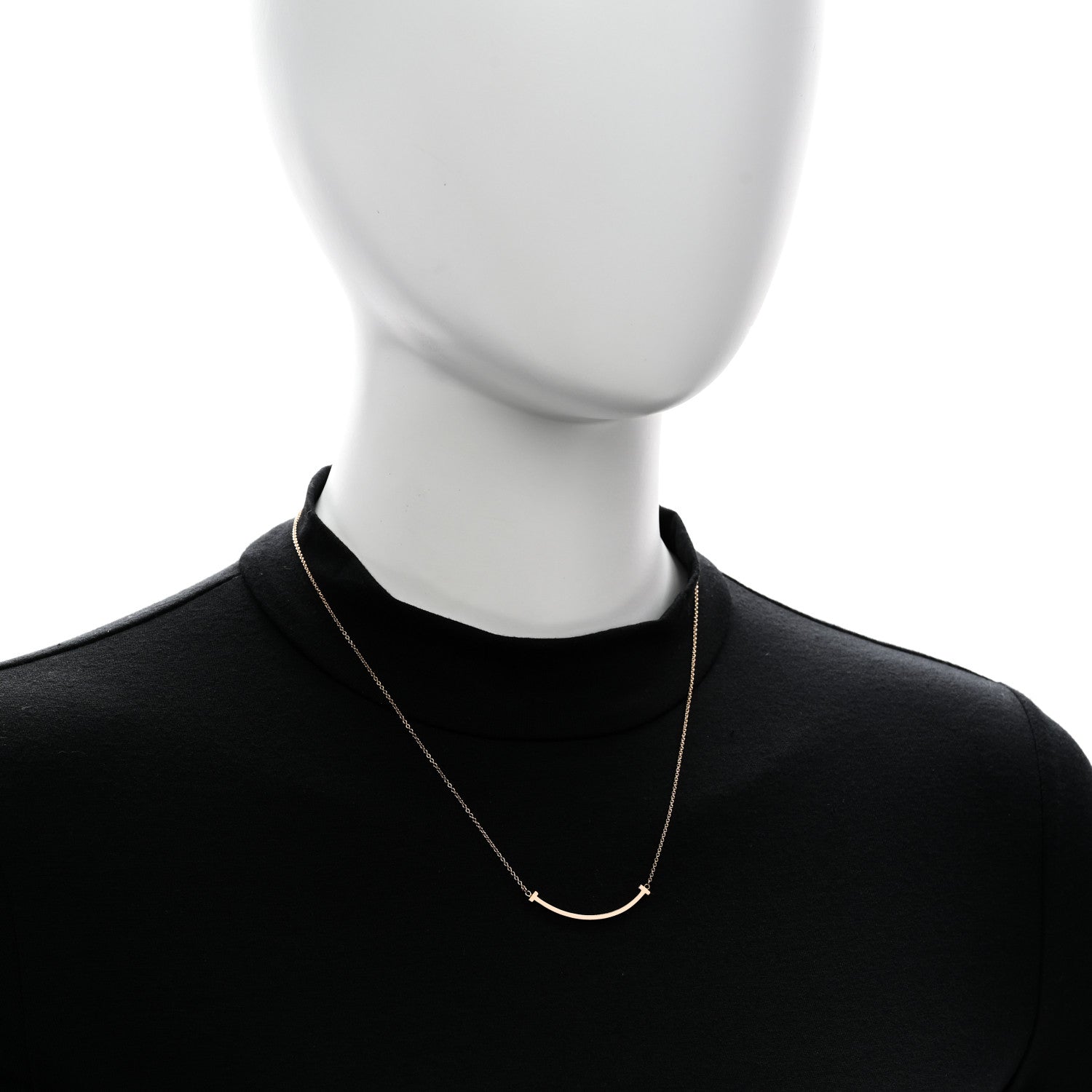 Tiffany 18K Rose Gold Small T Smile Pendant Necklace 2 of 5