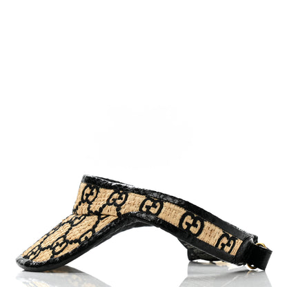 Gucci Raffia Elaphe GG Monogram Embroidered Afraa Visor M Ivory Black 4 of 10