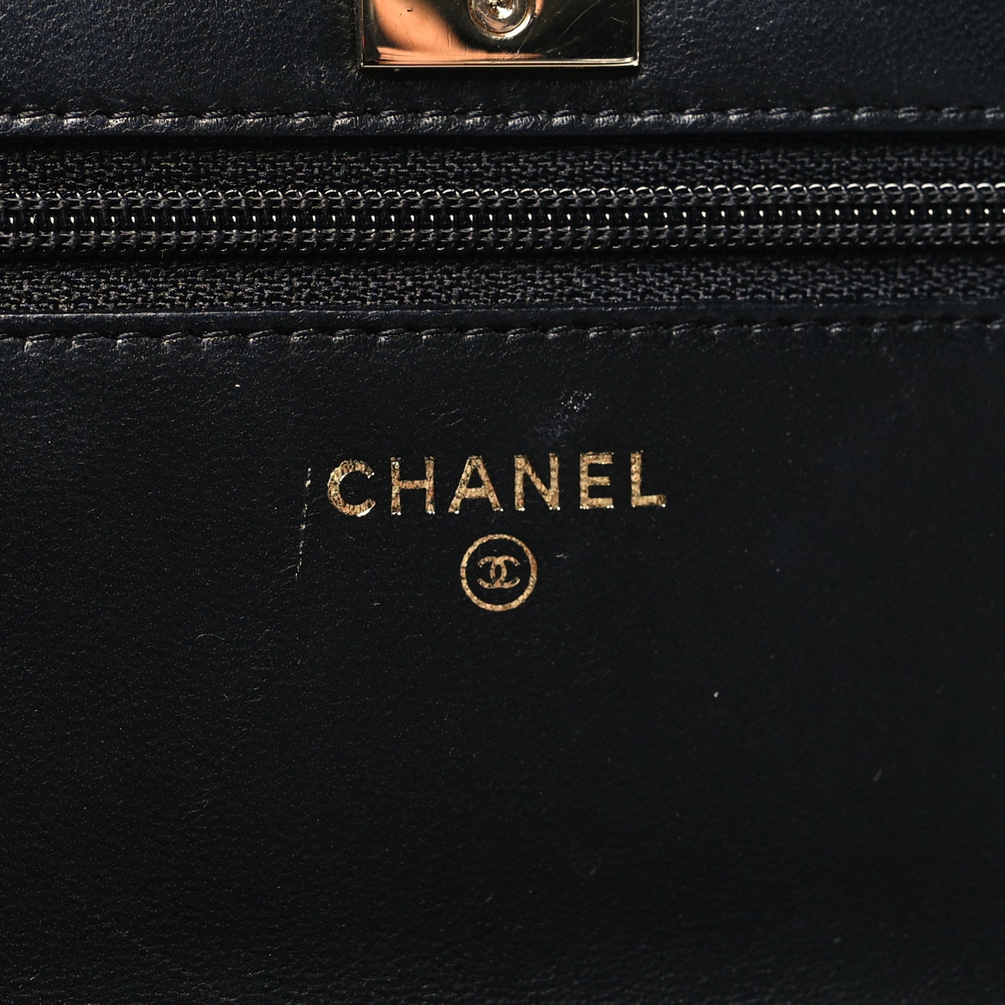 Lambskin Quilted Trendy CC Wallet On Chain WOC Black