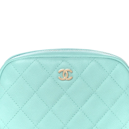 Chanel Caviar Quilted Small Curvy Pouch Cosmetic Case Light Blue 8 of 11