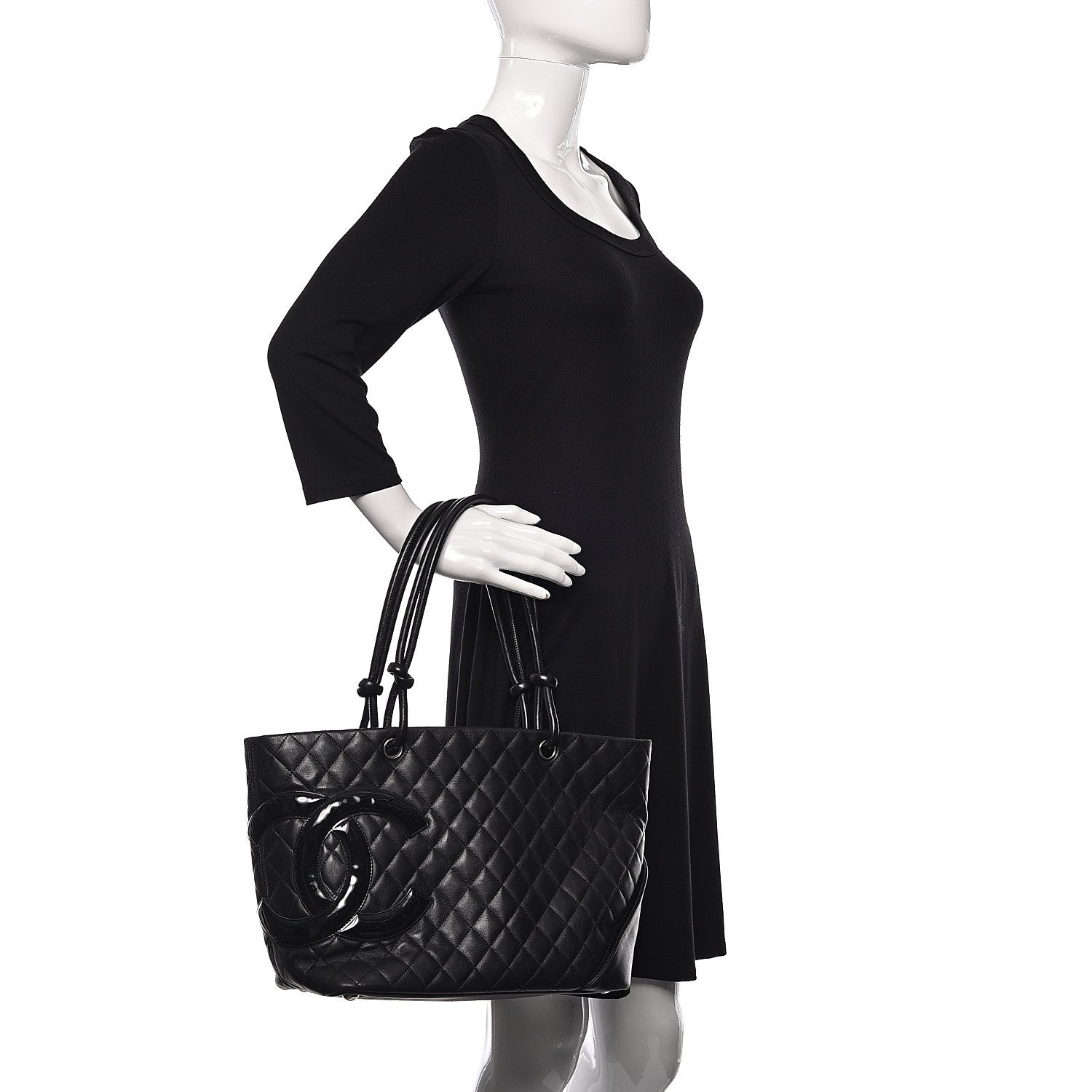 Chanel Calfskin Quilted Large Cambon Tote Black 2 of 13