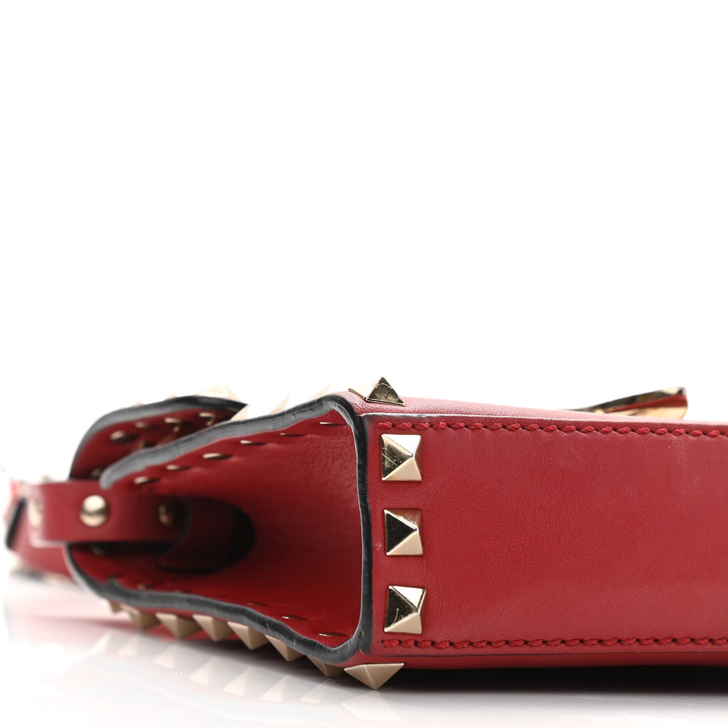 Vitello Mini Rockstud Flip Lock Crossbody Bag Red