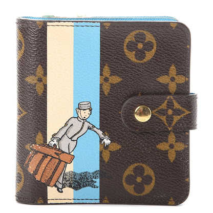 Louis Vuitton Monogram Groom Compact Zip Wallet Blue 1 of 9