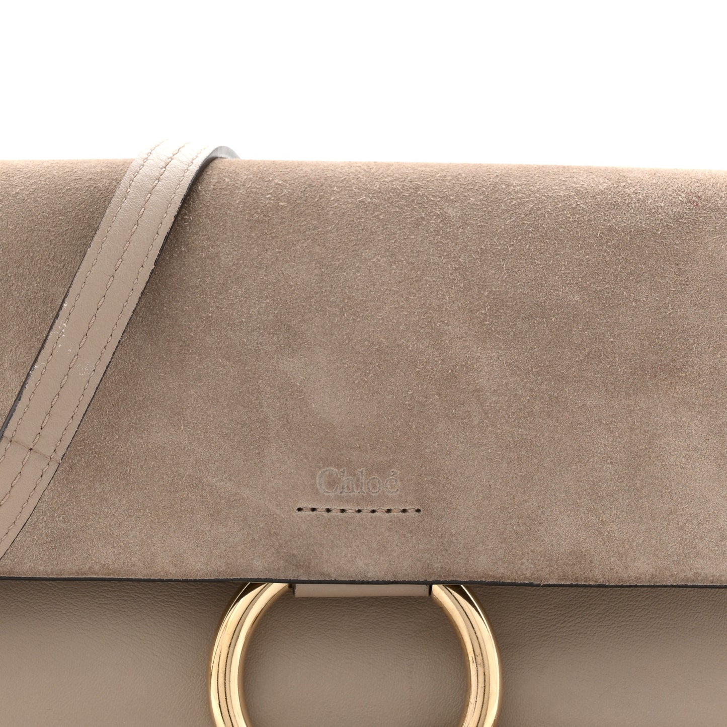 Suede Calfskin Small Faye Shoulder Bag Motty Grey