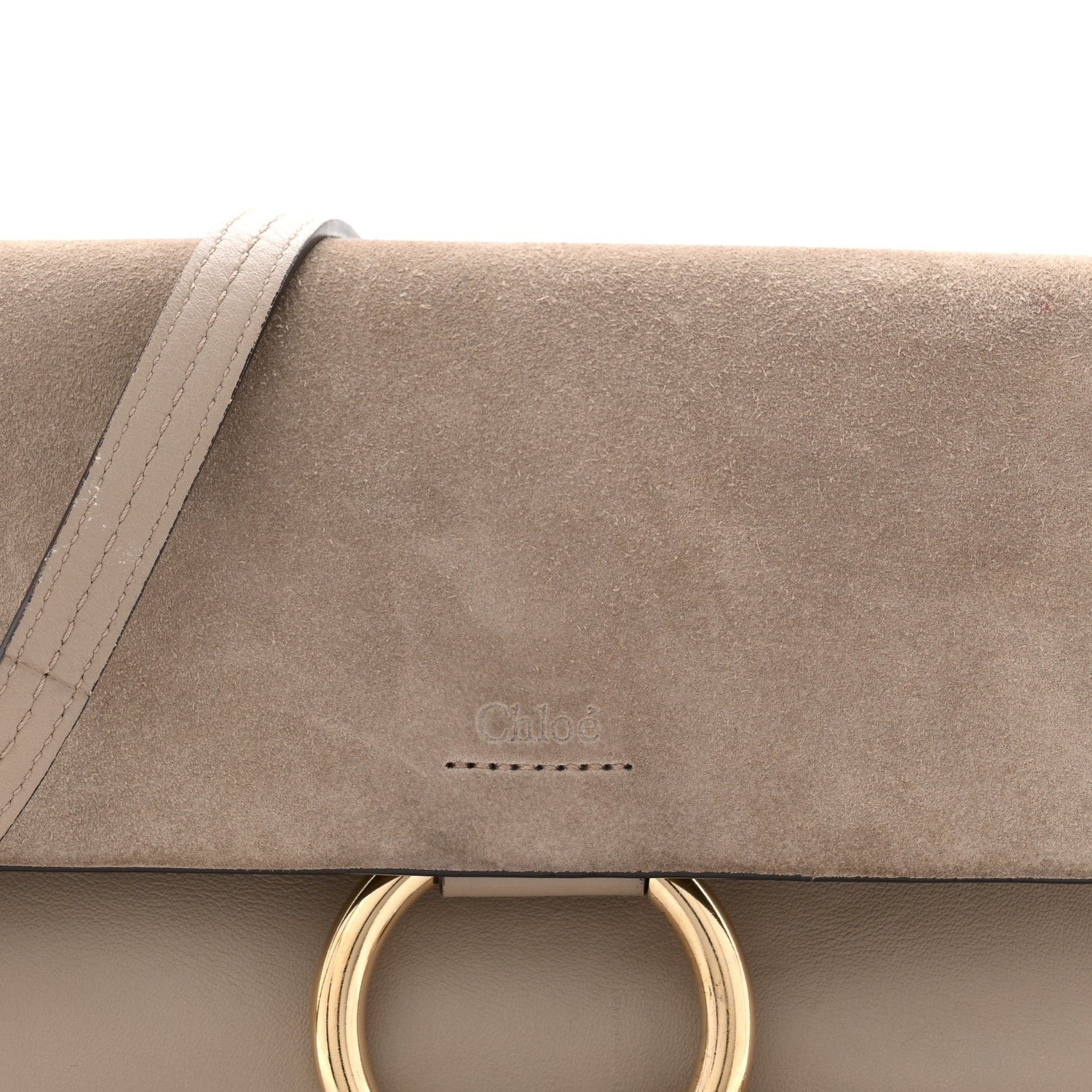 Chloe Suede Calfskin Small Faye Shoulder Bag Motty Grey 8 of 13