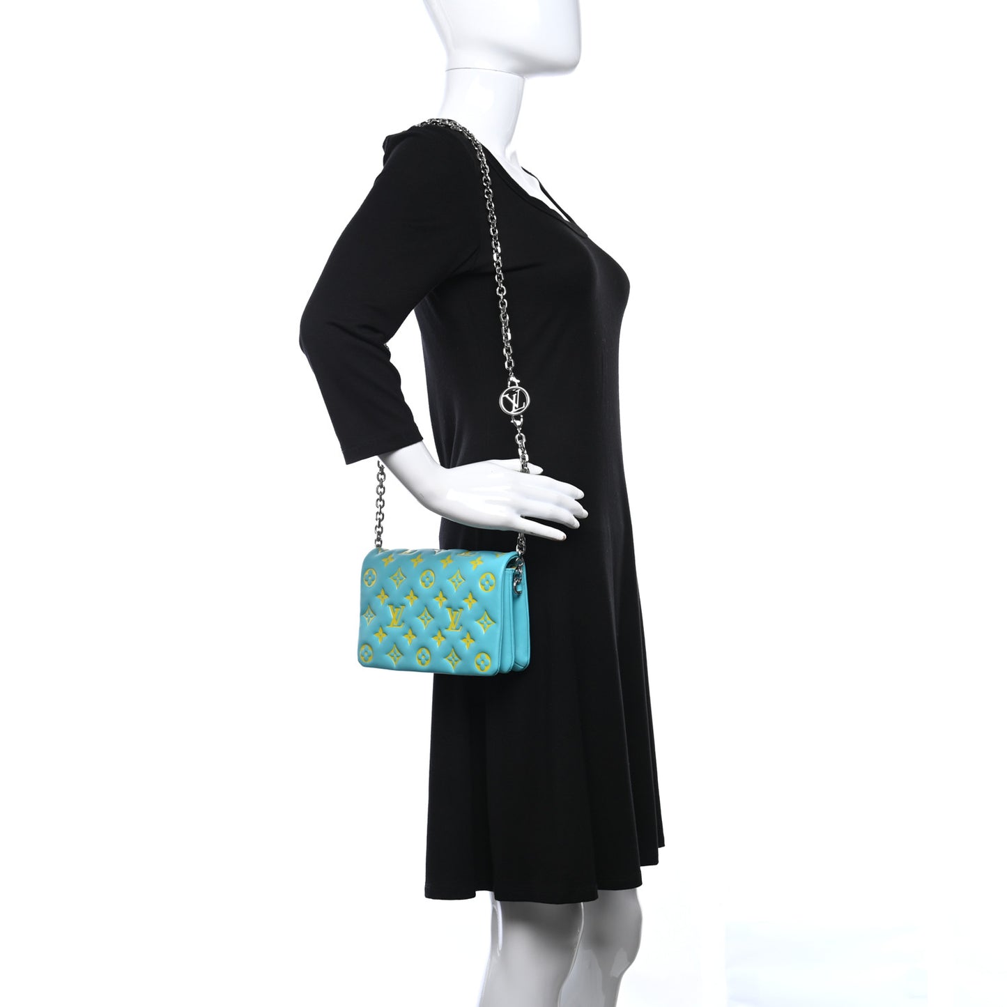 Lambskin Embossed Monogram Vuittamins Pochette Coussin Menthe Jaune