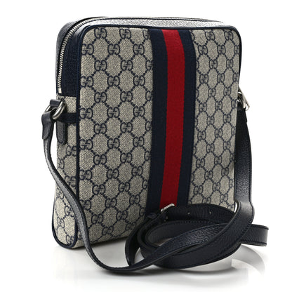 Gucci GG Supreme Monogram Textured Dollar Calfskin Web Small Ophidia Messenger Bag Beige Blue 3 of 11