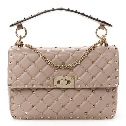 Valentino Garavani Lambskin Medium Rockstud Spike Shoulder Bag Poudre 1 of 10