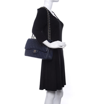 Chanel Caviar Quilted Jumbo Double Flap Navy Blue 2 of 10