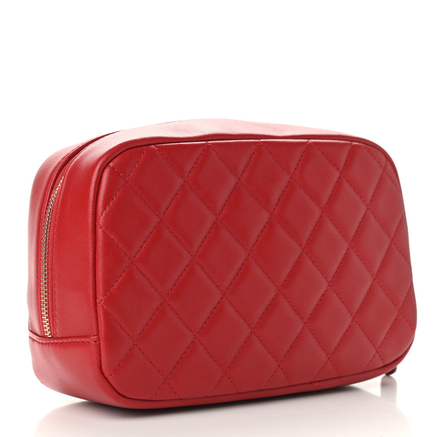 Caviar Quilted Medium Curvy Pouch Cosmetic Case Red