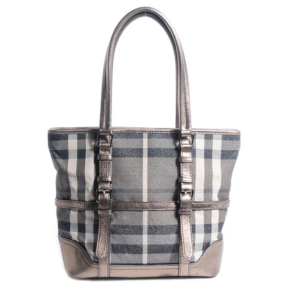 Burberry Shimmer Check Small Tote Silver 1 of 7