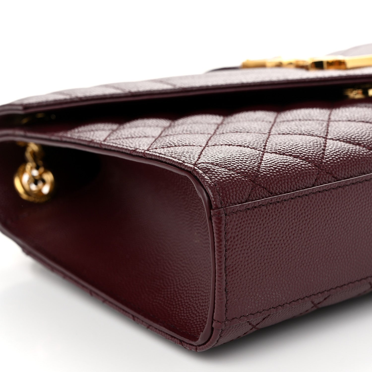 Saint Laurent Grain De Poudre Textured Mixed Matelasse Medium Triquilt Monogram Satchel Rouge Legion 9 of 10