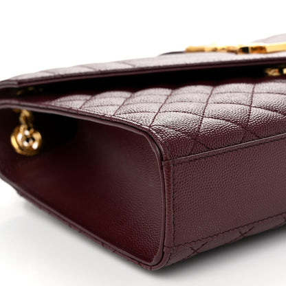 Saint Laurent Grain De Poudre Textured Mixed Matelasse Medium Triquilt Monogram Satchel Rouge Legion 9 of 10