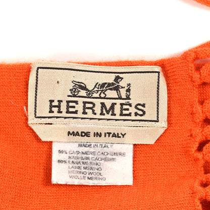 Hermes Cashmere Fringe Scarf Orange Brown 3 of 3