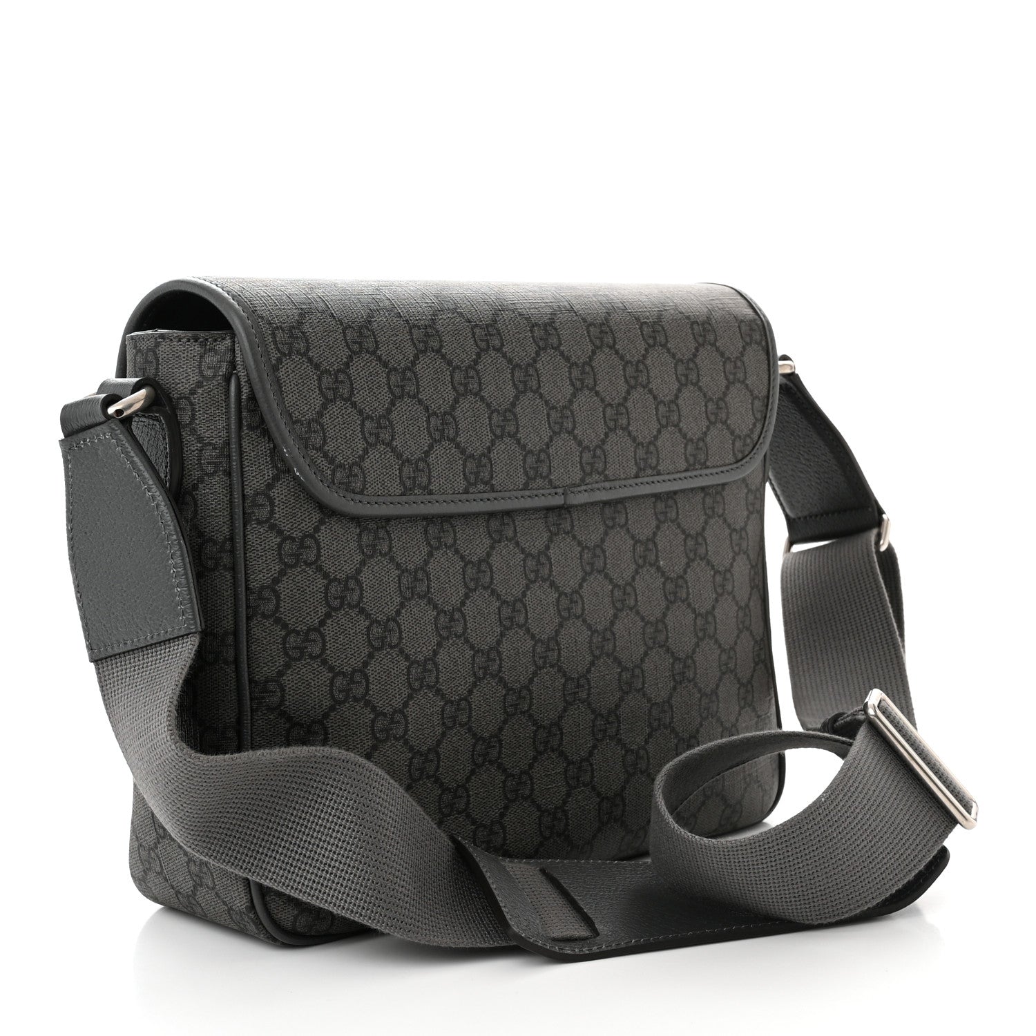 Gucci Tender GG Supreme Monogram Textured Dollar Calfskin Ophidia Messenger Bag Grey Black Graphite Grey 3 of 13