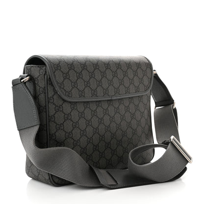 Gucci Tender GG Supreme Monogram Textured Dollar Calfskin Ophidia Messenger Bag Grey Black Graphite Grey 3 of 13