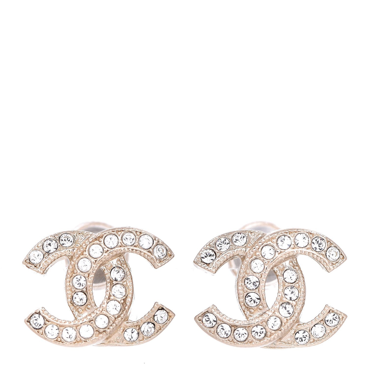 Chanel Crystal Mini CC Earrings Light Gold 1 of 5